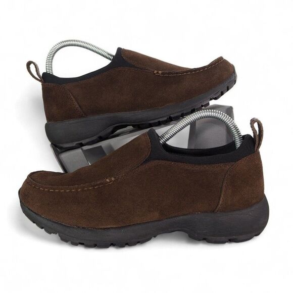 Lands' End All Weather Suede Slip-on Loafers Brown 86519 Women's 9B - Picture 1 of 11